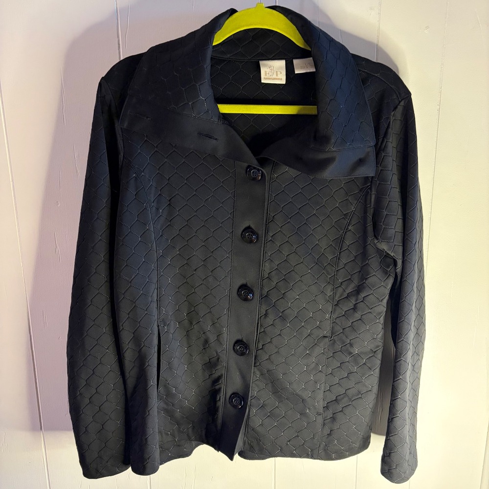 EP Pro Black Quilted Button Jacket Shirt L Style tags Golf Activewear Athleisure